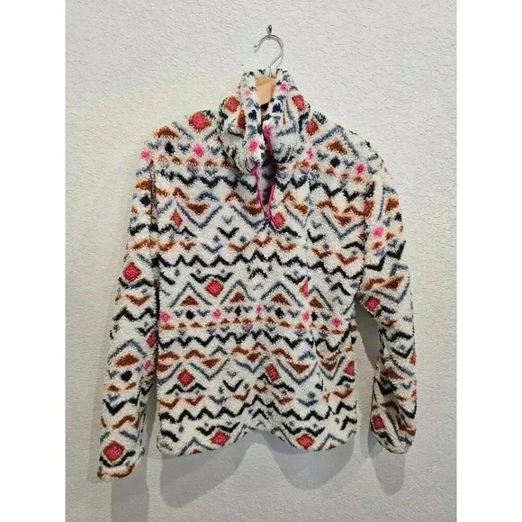 Eddie Bauer Southwestern Aztec 1/2 Zip Sherpa Fleece Pullover Jacket Small - Picture 1 of 4